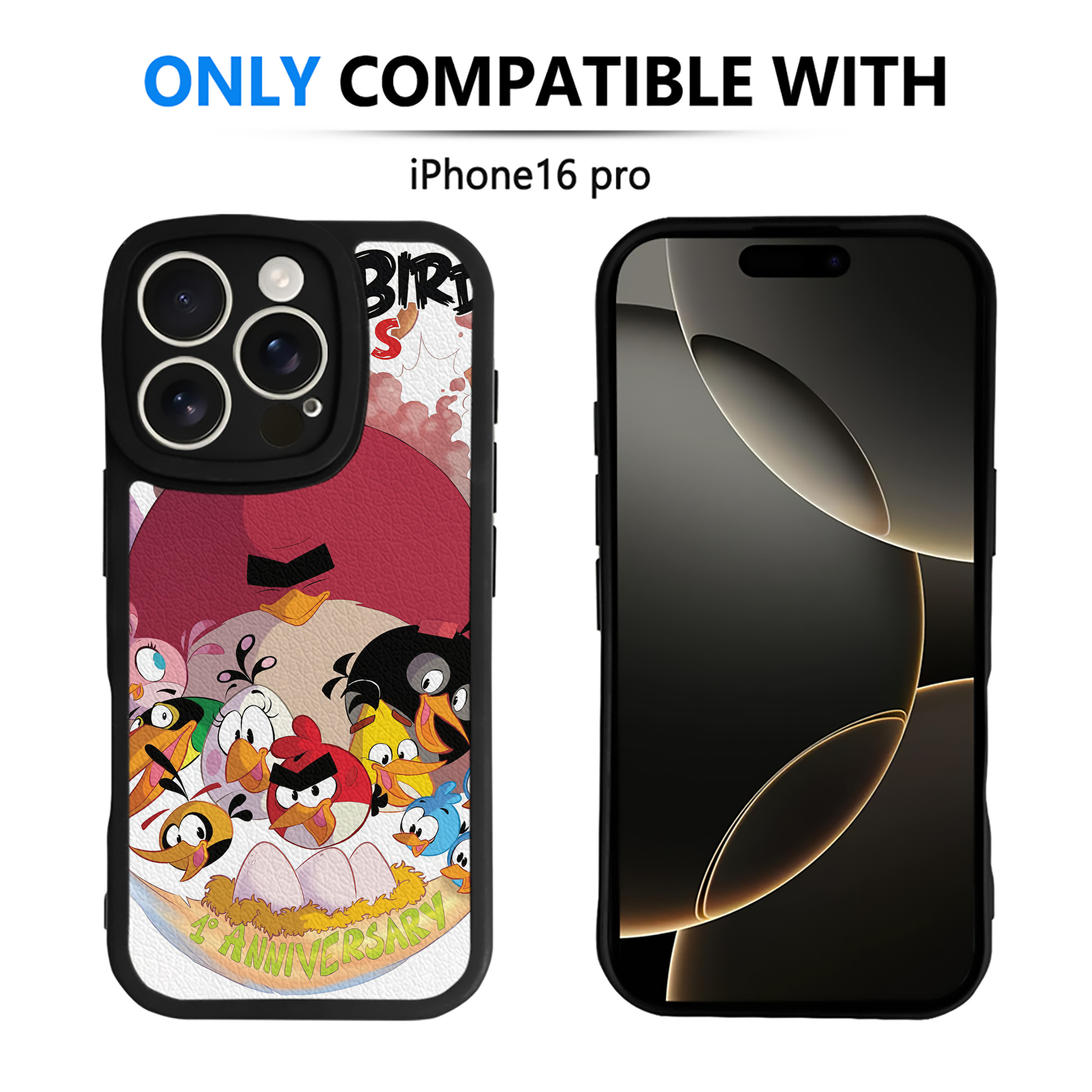 （画像用） Angry Birds アングリーバード 【iPhone 16シリーズ対応】シリコンスマホケース（レザー調） 材質：シリコン